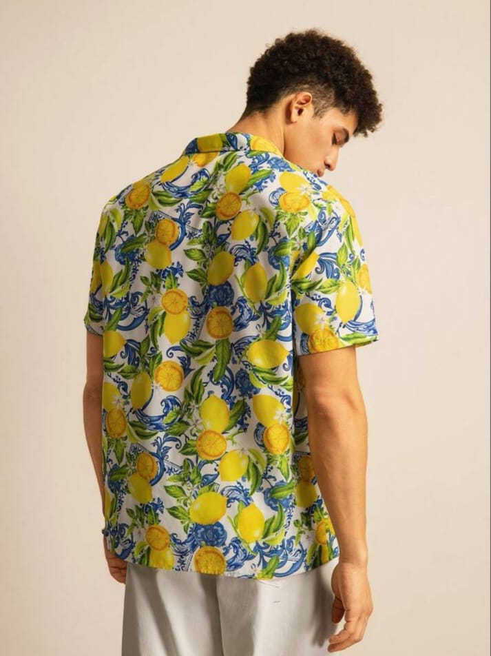 Uptown Funky Vacation Style Digital Print Turndown Collar Short Sleeve Button-Down Shirt Men